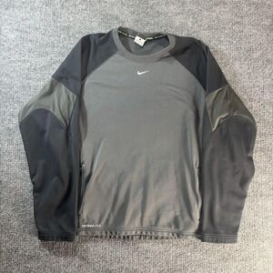 Nike Shirt Mens Large Gray Therma-Fit Thermal Raglan Long Sleeve Pullover